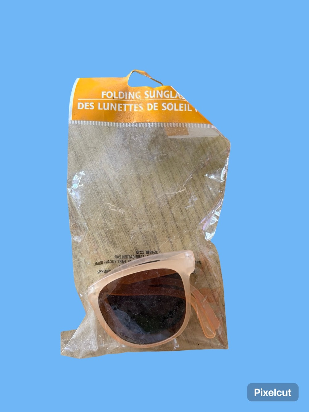 Folding Sunglasses - Peach Frame with Dark Lenses